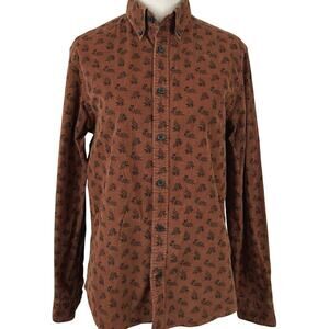 Express Brown Cord Button Down Cottagecore Fall Dark Academia Shirt Women XS